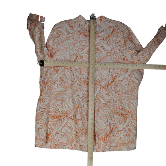 Jessica London Top Women 18W Orange Linen Blend Blouse Roll Sleeve Lightweight - Picture 7 of 9